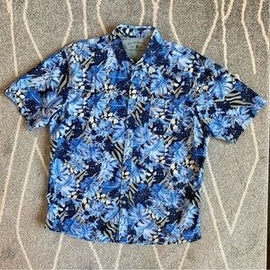 G.H. Bass Blue Hawaiian Button Down Short Sleeve Shirt
